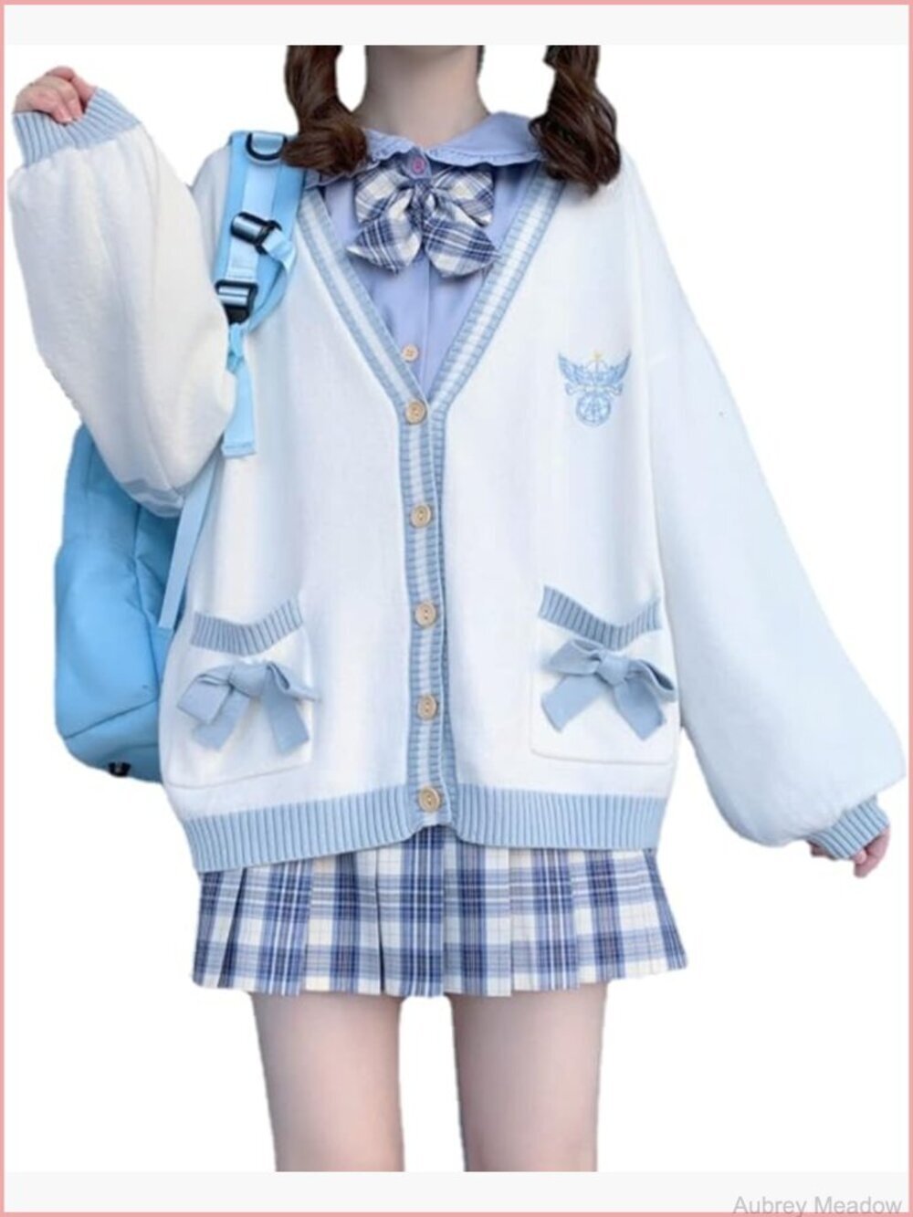 Preppy Cardigan Knit Sweater Cute Kawaii School Cosplay